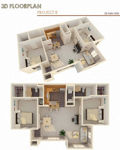 Floor plan for 2 beds, 2 baths, 1108 sqft